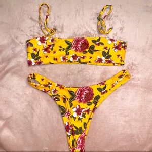 Floral yellow bikini